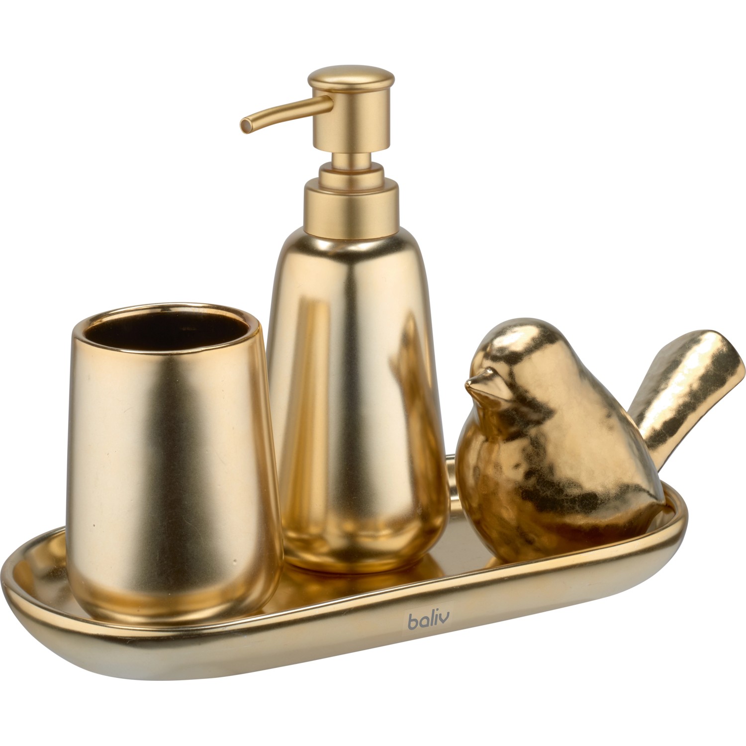 baliv Badezimmer Tablett Retro Futures Keramik Goldfarben