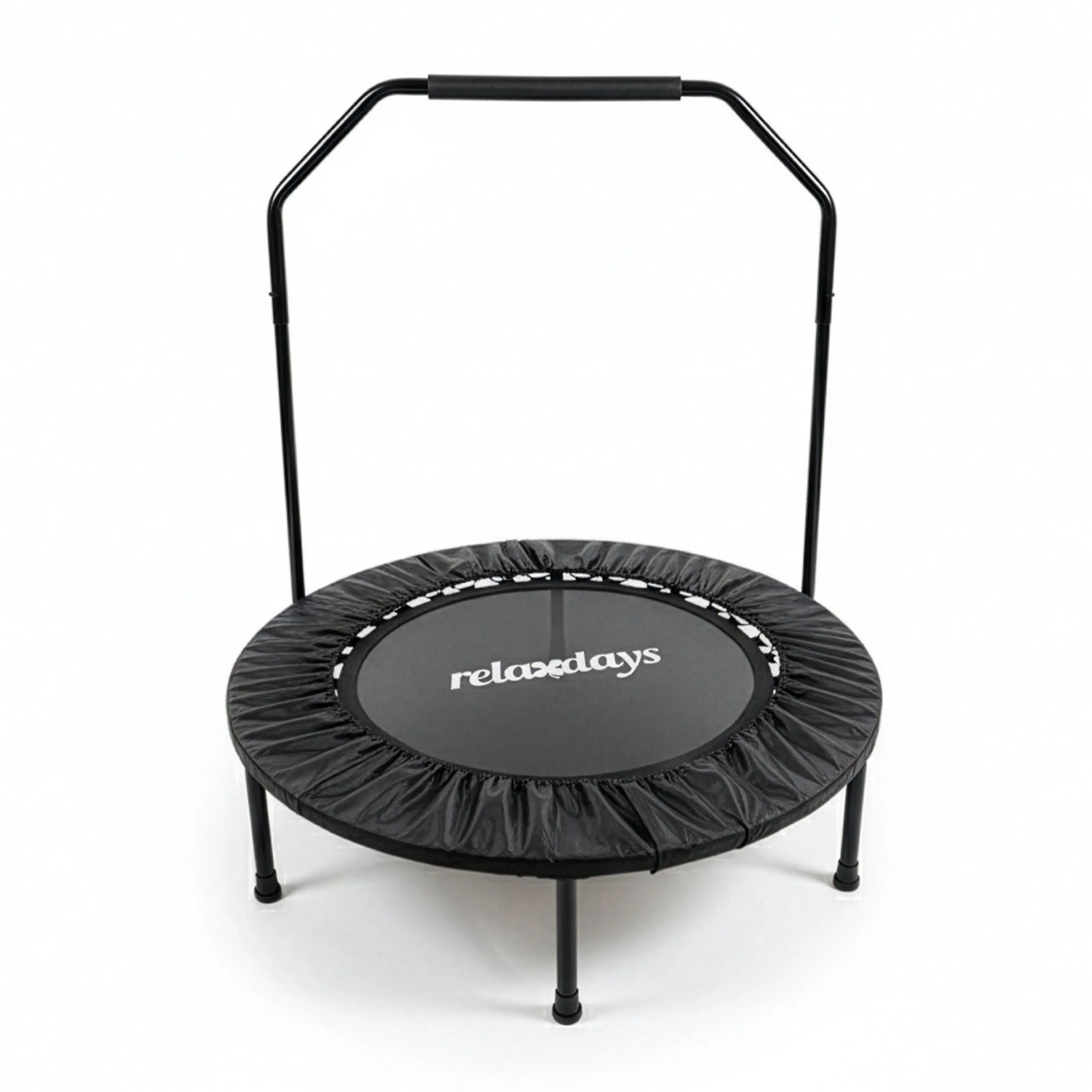 Relaxdays Trampolin mit Haltestange Stahl Kunststoff Nylon Schwarz Klappbar Rutschfest Belastbar 26 cm x 102 cm 10,8 kg