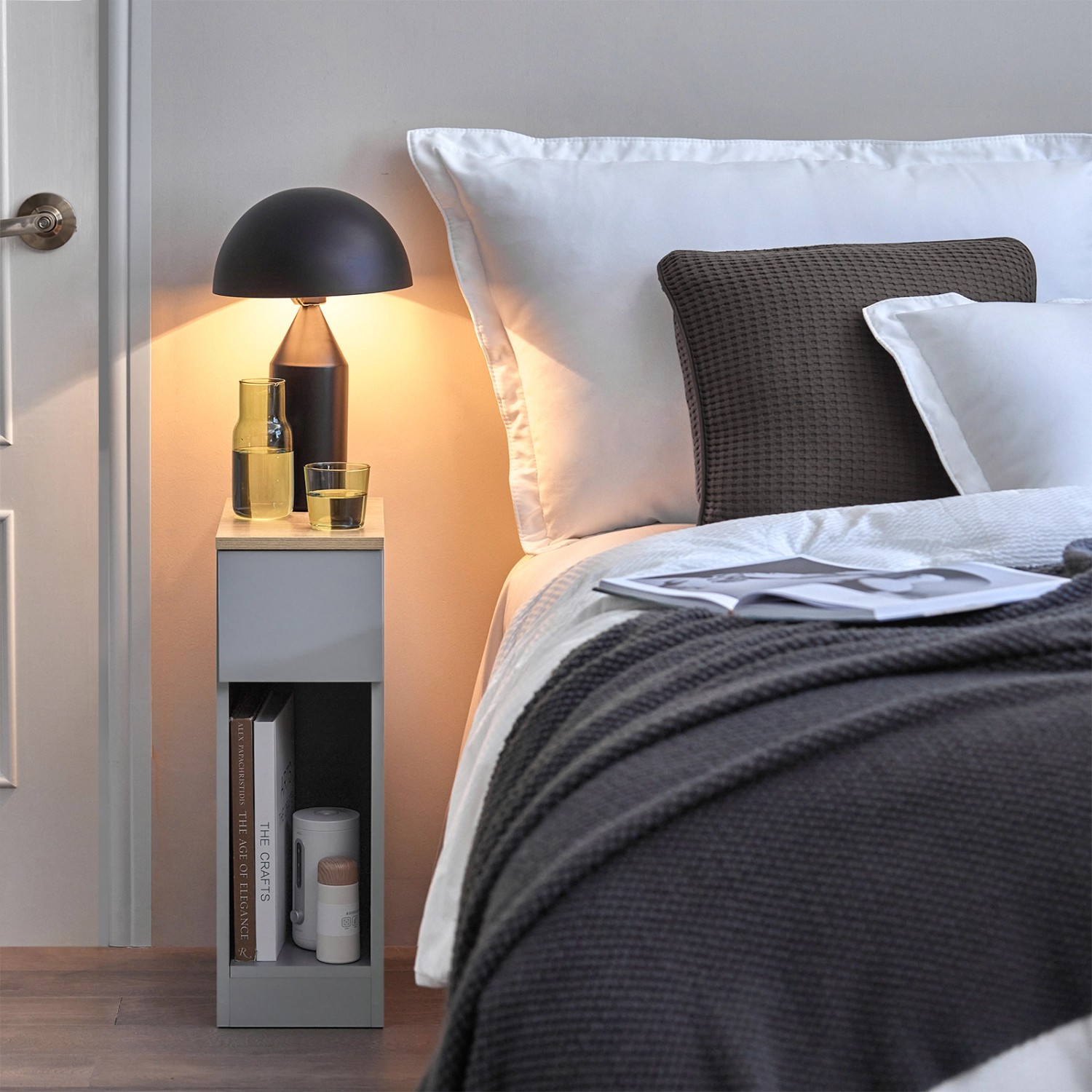 SDWEHO7 Nachttisch 2er Set Artisan-Eiche - 40x30x50cm Beistelltisch Mit Stauraum