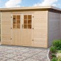 Unbehandeltes weka Holz-Gartenhaus Taro B mit Doppeltür und Pultdach, Schneelast 1,5 kN/m².