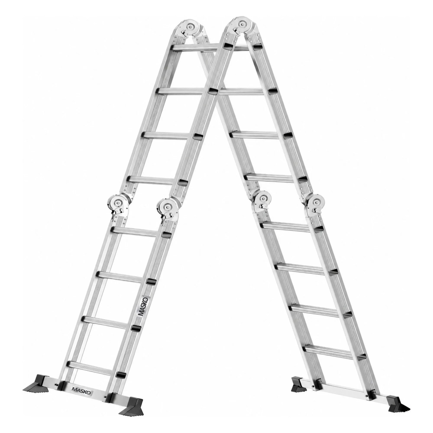 MASKO Mehrzweckleiter Aluminium 6in1 Gelenkleiter 4 x 4 Sprossen Silber