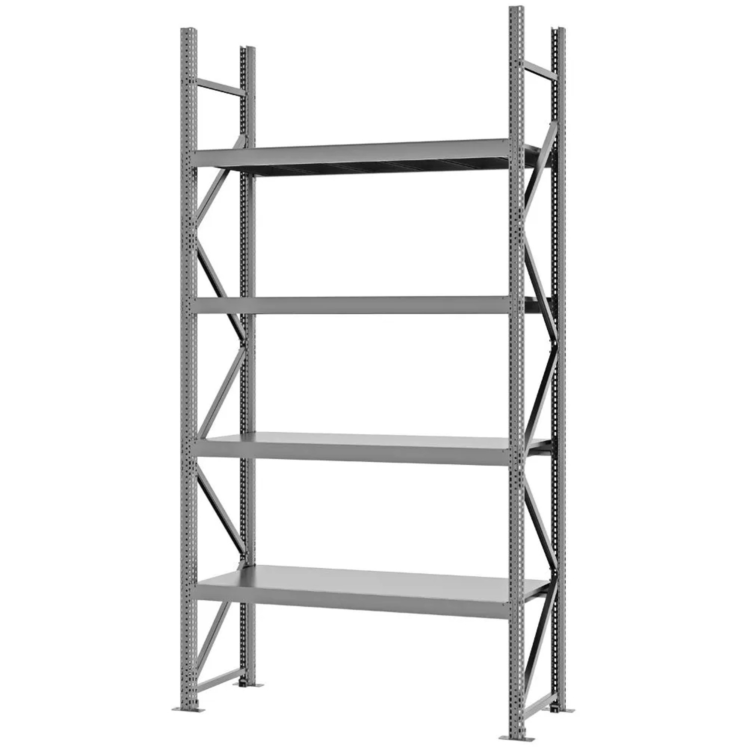 PROREGAL Weitspannregal Schraub-Stecksystem MAGNUS PRO Made In Germany Grundregal 300x150x50cm 4 Ebenen Stahlböden Fachlast 750kg Verzinkt