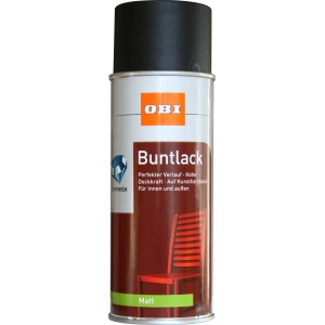 OBI Buntlack Spray, RAL 9005 Schwarz matt, 400ml Dose. Ideal für Innen- und Außenbereiche.