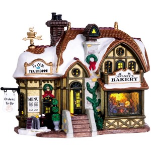 Weihnachtsdekoration: Die alte Bäckerei, beleuchtetes Porzellanhaus für ein Weihnachtsdorf.