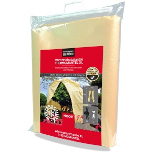 Noor Winterschutz Thermomantel XL, beige, mit Reißverschluss und Zugseil. Winterschutz für Pflanzen.