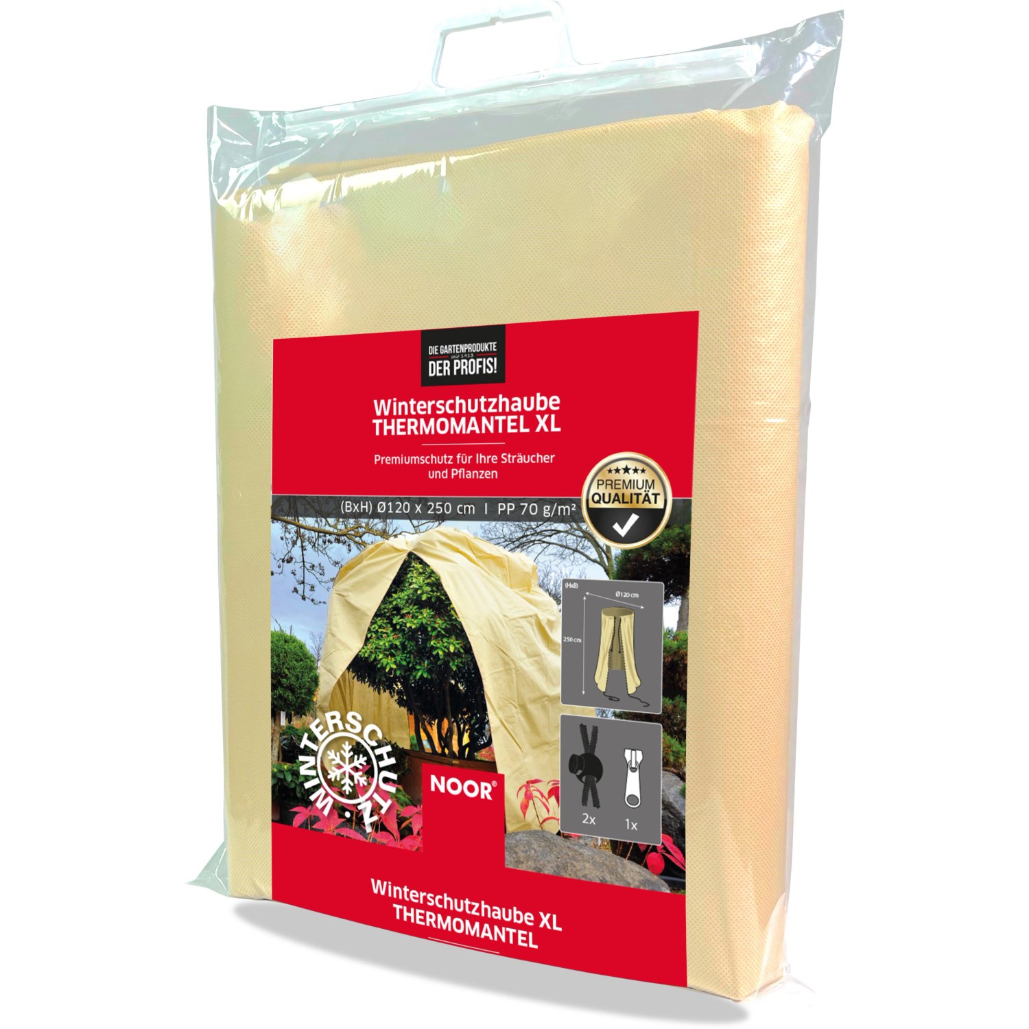 Noor Winterschutz-Thermomantel XL mit Reißverschluss 1 Zugseil 70 gr/m²