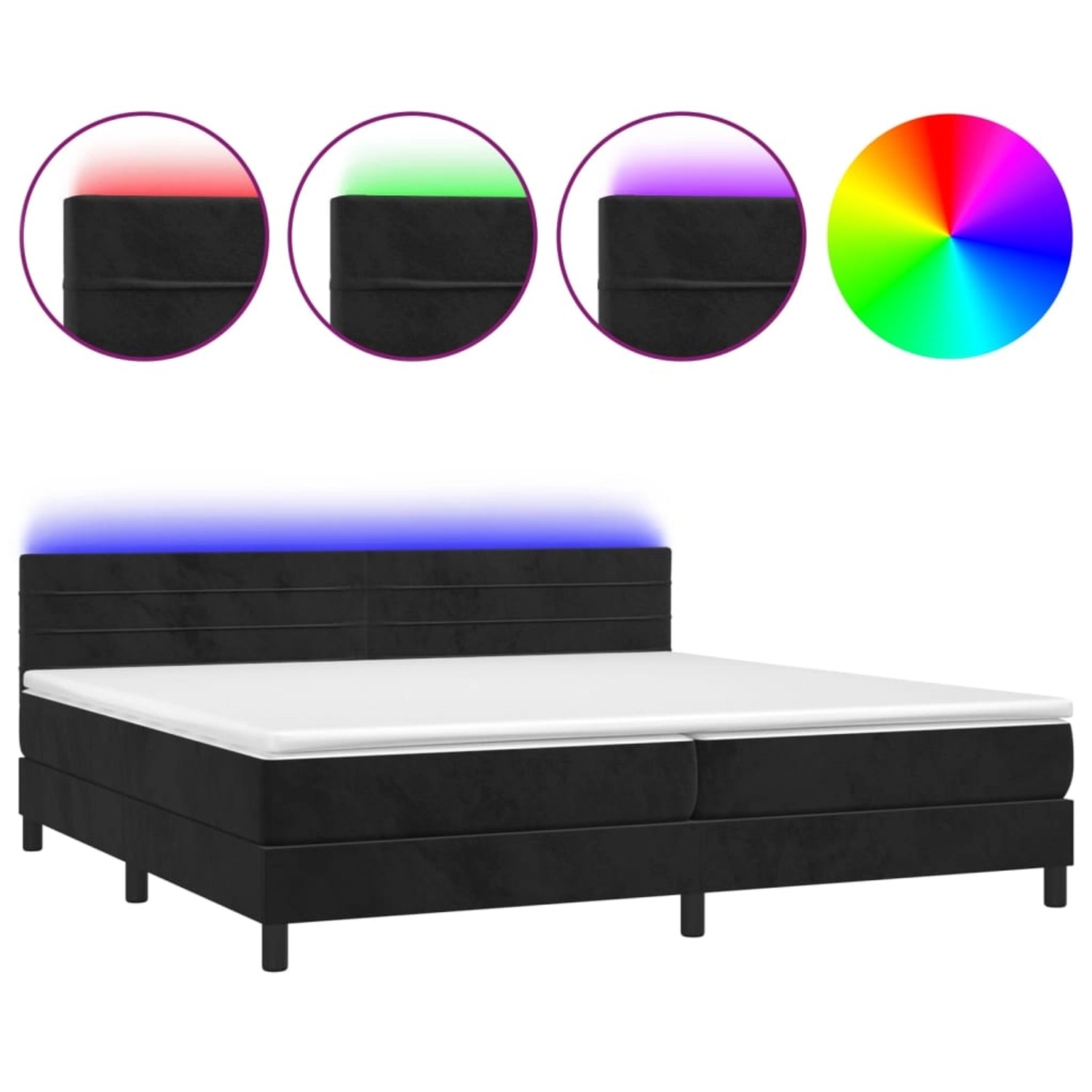 vidaXL Boxspringbett mit Matratze & LED Schwarz 200x200 cm Samt 3134485 günstig online kaufen