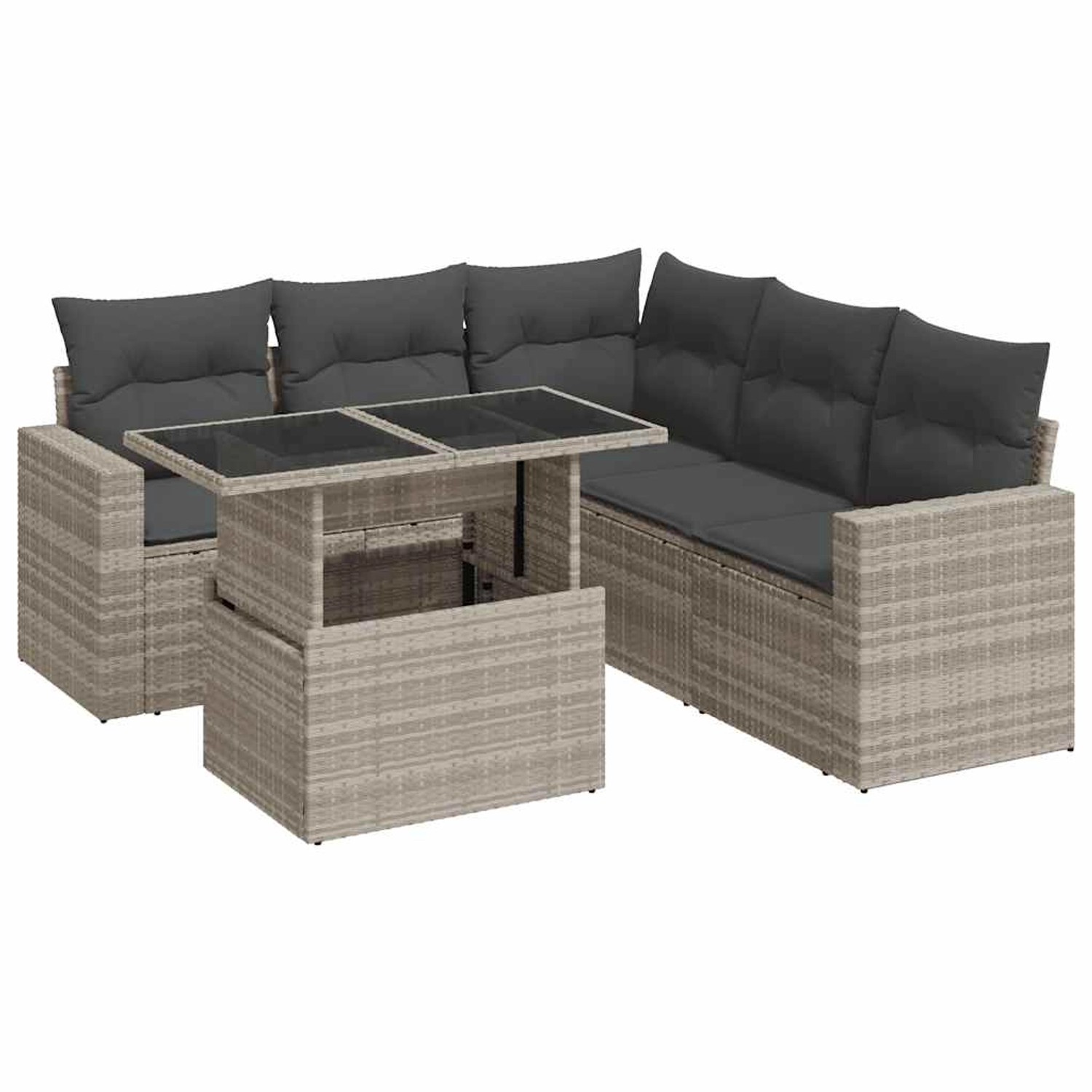 vidaXL 6-Tlg Garten-Sofagarnitur mit Kissen Hellgrau Poly Rattan 3326323 günstig online kaufen