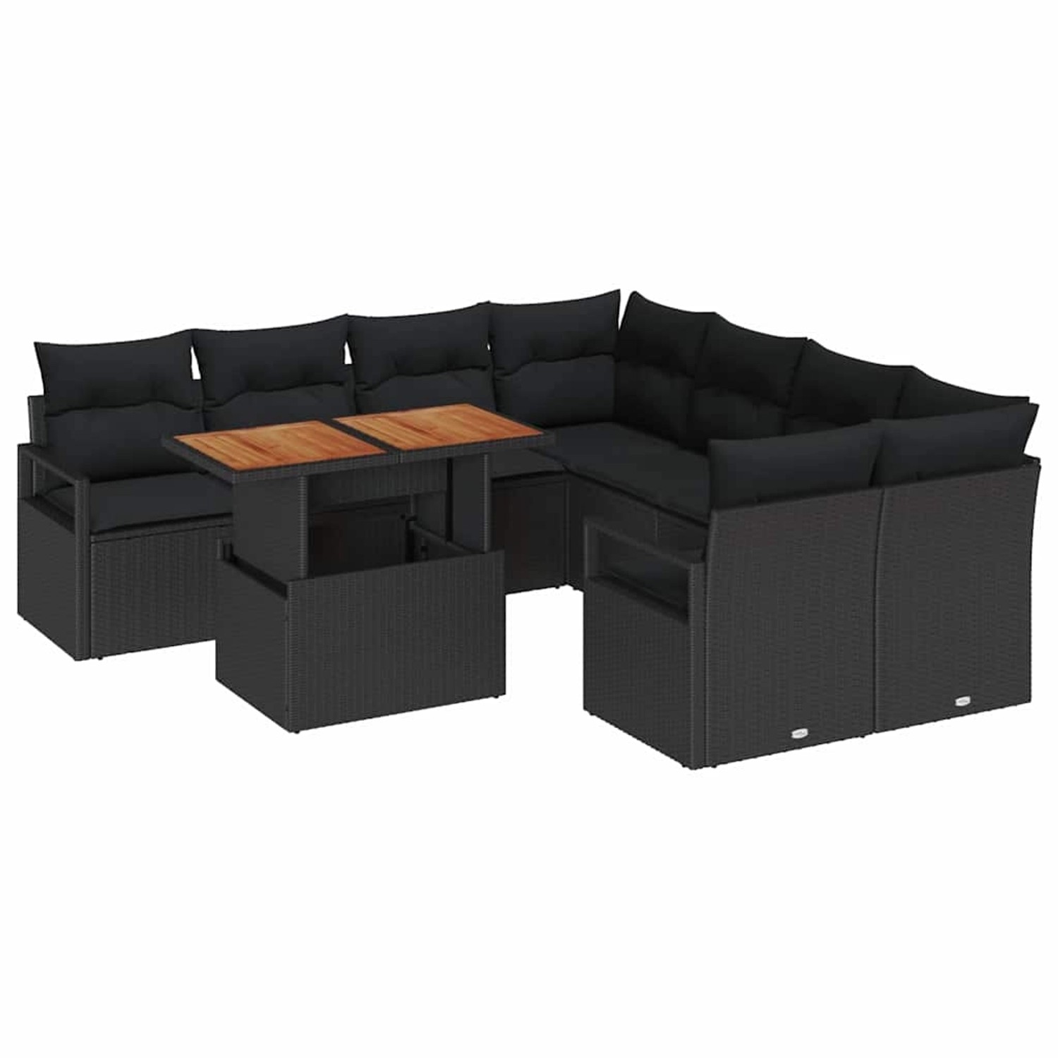 vidaXL Garten-Sofa-Set mit Speicher 9-Tlg Schwarz Poly Rattan 3358431 günstig online kaufen