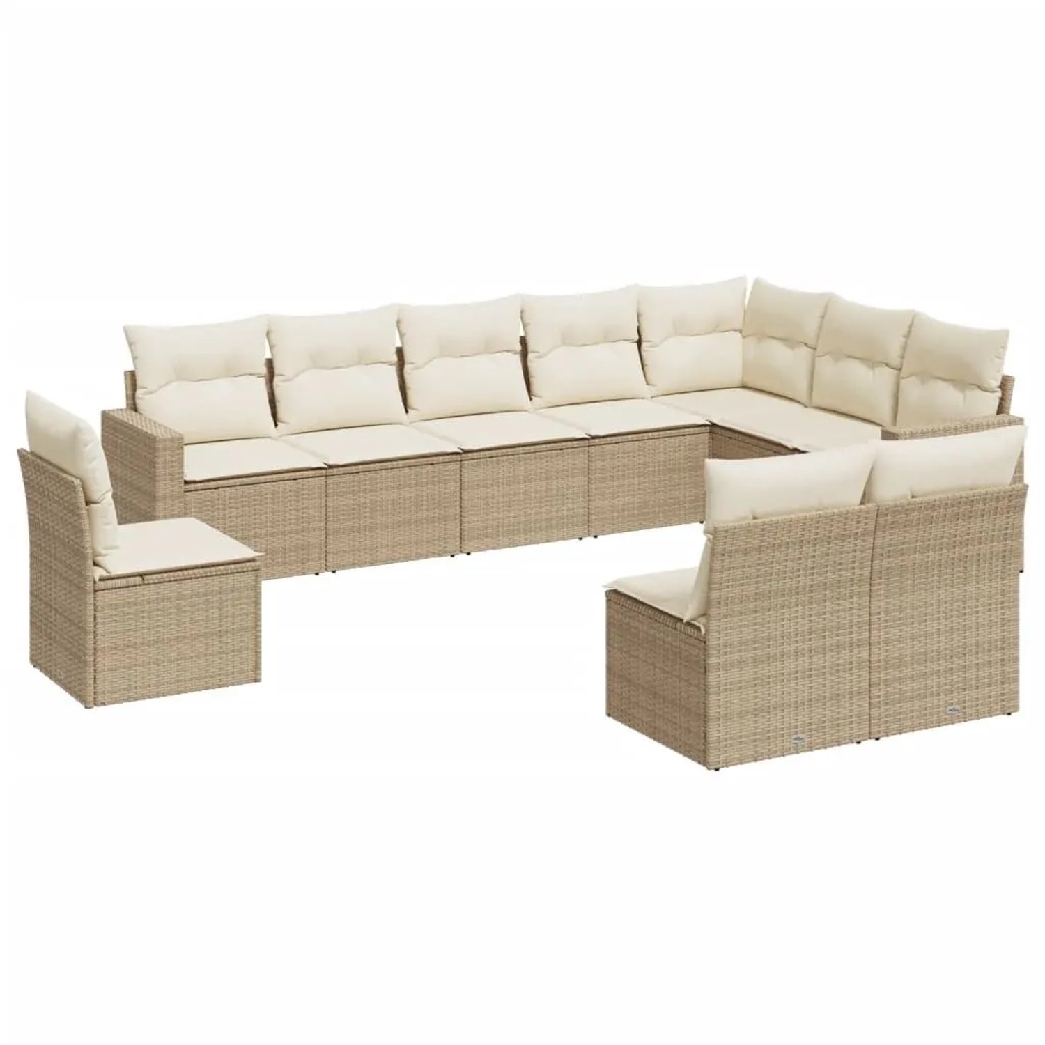 vidaXL 10-Tlg Garten-Sofagarnitur mit Kissen Beige Poly Rattan 3251445 günstig online kaufen