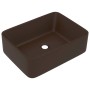Rechteckiges vidaXL Luxus-Waschbecken aus matt dunkelbrauner Keramik. Einzelwaschtisch 41x30x12 cm.