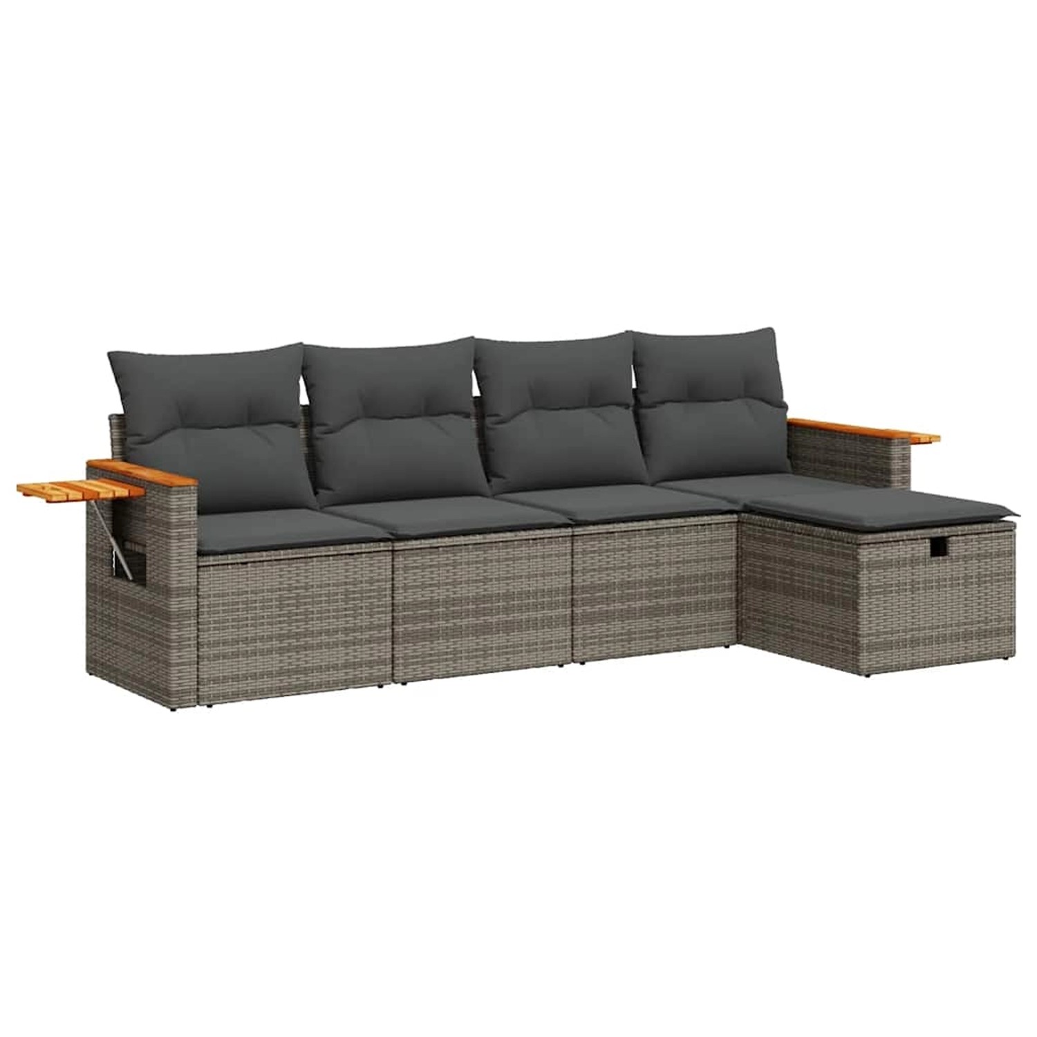 vidaXL 5-Tlg Garten-Sofagarnitur mit Kissen Grau Poly Rattan 3325959 günstig online kaufen