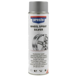 Presto Felgensilber Lackspray 500ml für Autopflege: Schnelltrocknender Lack für Stahl- und Alufelgen.