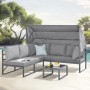 Hellgraues Svita Maui Gartenmöbel Lounge Set mit Dach, Outdoor Sofa und Tisch.