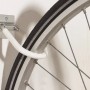 Verzinkter Fahrradhaken zur Wandmontage, hält ein Fahrradrad.