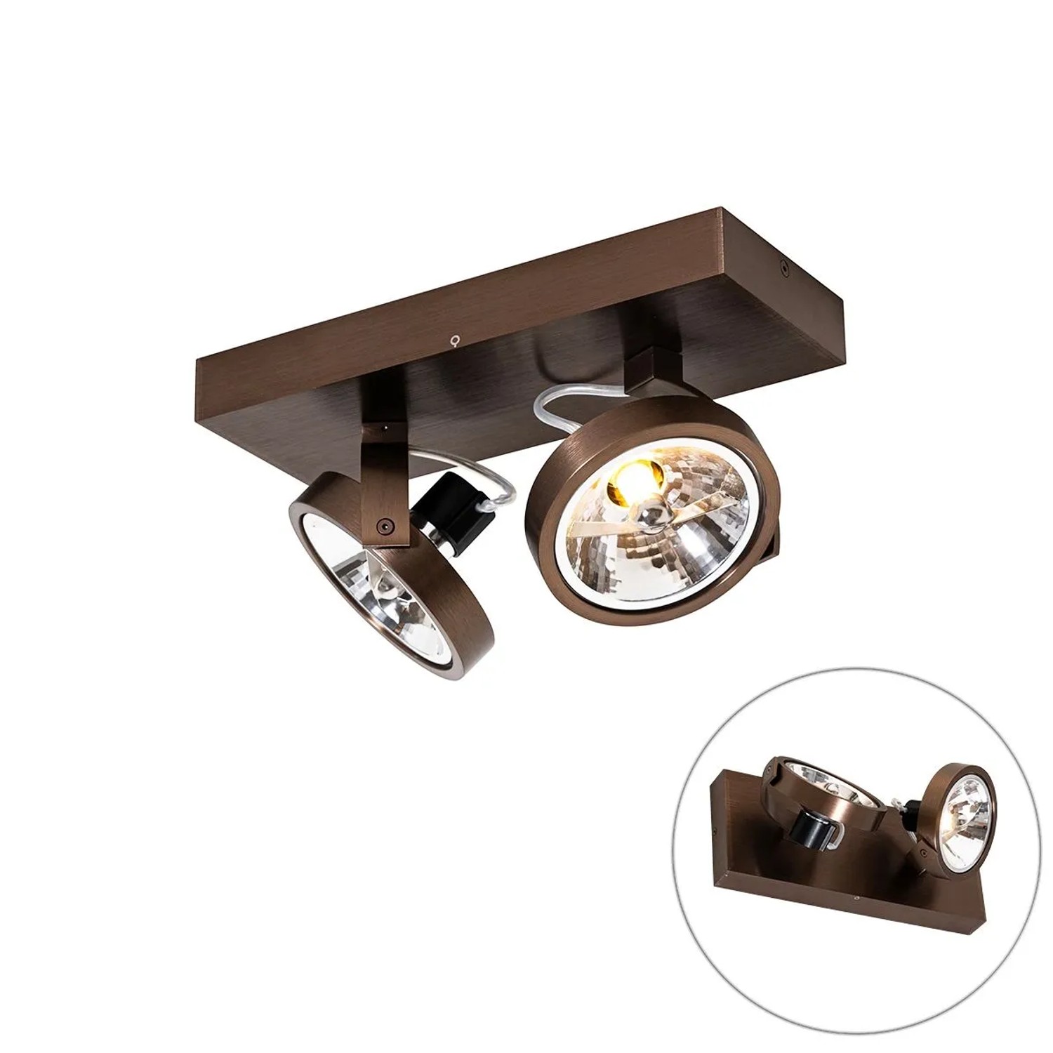 QAZQA Design Spot Dunkelbronze Verstellbar 2 Flammig Go