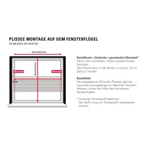 Anleitung: Gardinia Plissee Concept Montage am Fensterflügel. So messen Sie richtig.