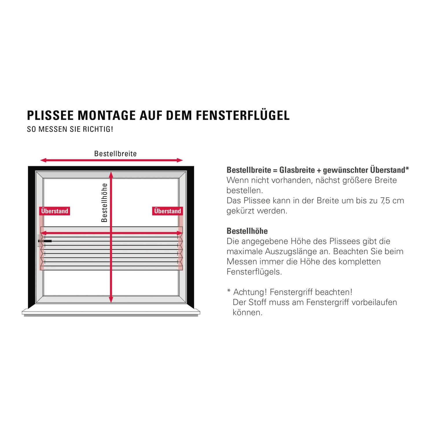 Anleitung: Gardinia Plissee Concept Montage am Fensterflügel. So messen Sie richtig.