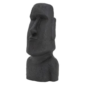Anthrazitfarbene Moai Figur Rapa Nui (78cm) aus Steinguss für Garten & Deko.