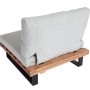 MCW Lounge-Sessel H54 mit hellbraunem Akazienholzgestell und dicken hellgrauen Polstern für Garten.