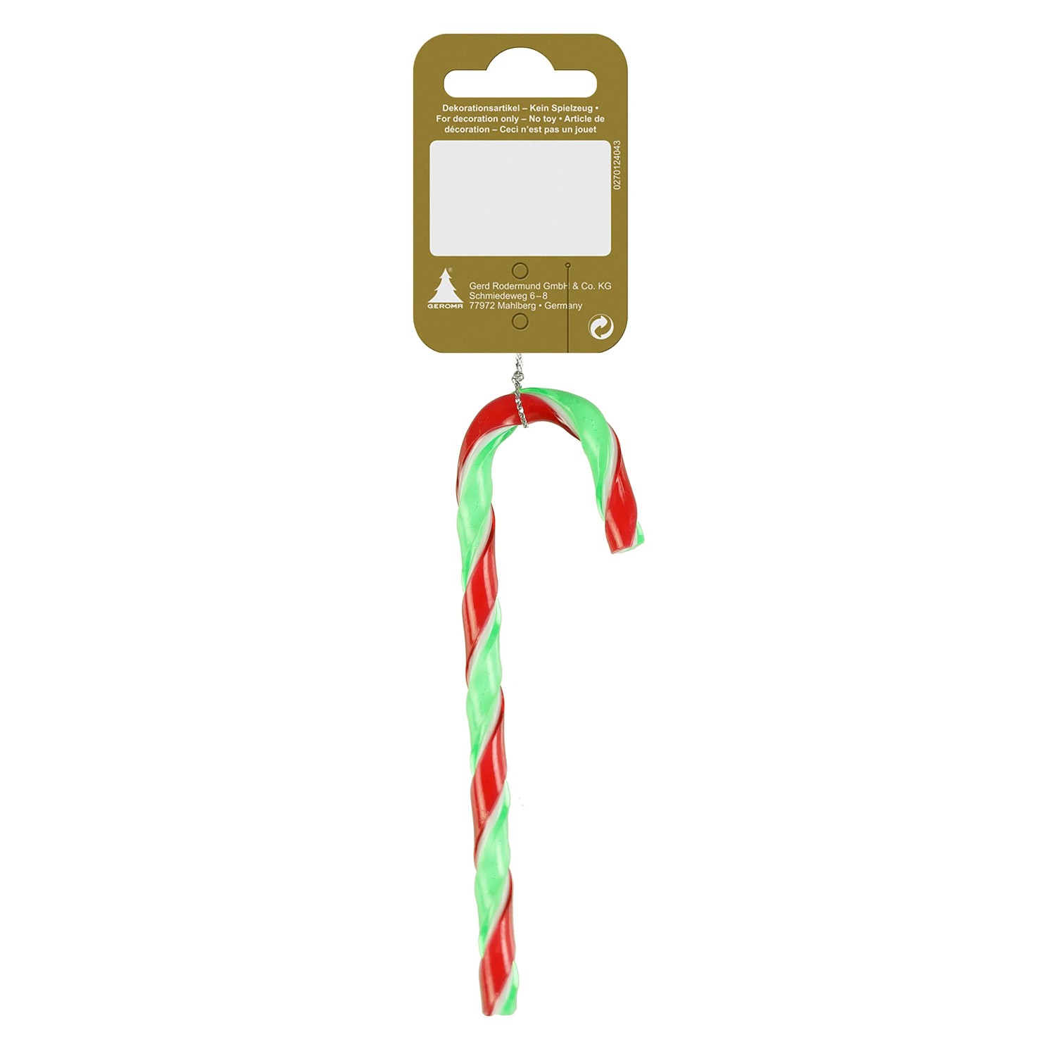 Weihnachts-Deko Zuckerstange zum Hängen aus Plastik 12 cm Rot-Grün