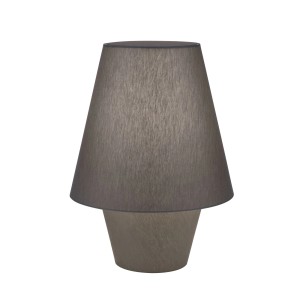 Graue Orion Tischleuchte Twins Medium mit Textilschirm für Innenräume.