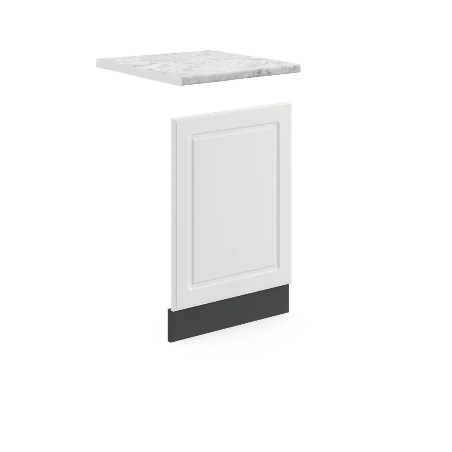 Vicco Frontblende R-Line Geschirrspüler Fronttür Weiß Landhaus Anthrazit 45 cm AP Marmor