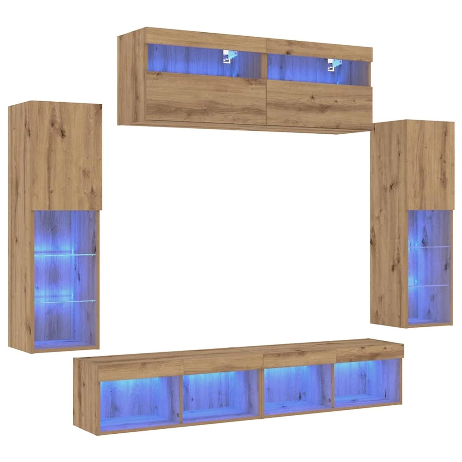 vidaXL TV-Wandregal-Set 6-Tlg Artisan-Eiche 30,5 x 30 x 102 cm 3334381 günstig online kaufen