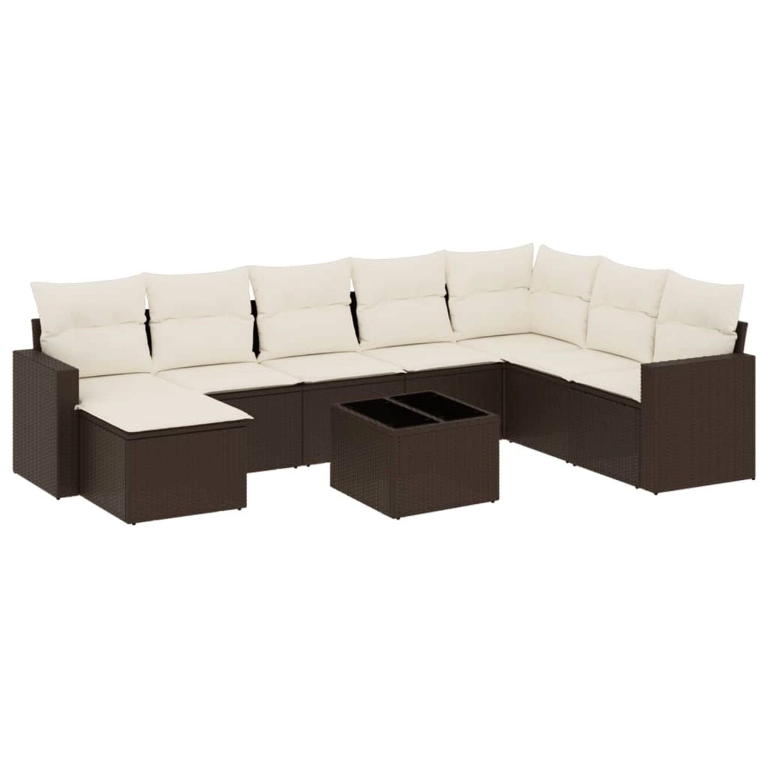 vidaXL 9-Tlg Garten-Sofagarnitur mit Kissen Braun Poly Rattan 3219363 günstig online kaufen
