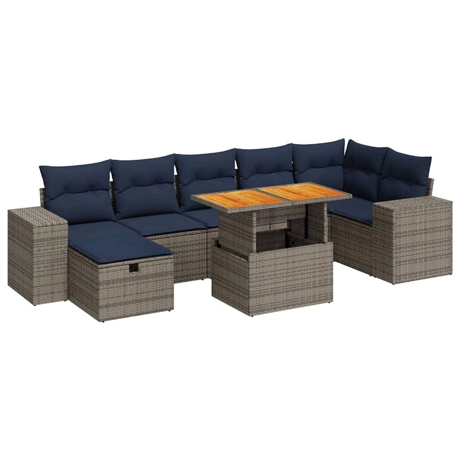 vidaXL 8-Tlg Garten-Sofagarnitur mit Kissen Braun Poly Rattan Akazie 332809 günstig online kaufen