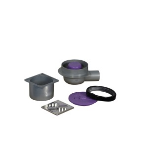 Qboard Ablauf Drain waagerecht für Duschelement. Komplettes Set mit Siphon und Abdeckung.