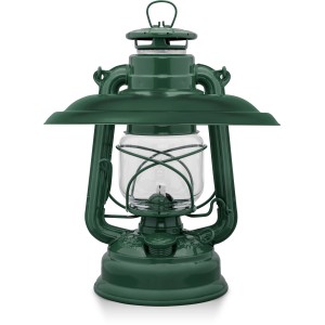 Feuerhand Sturmlaterne Baby Special mit Reflektorschirm, moosgrün, für blendfreies Licht.