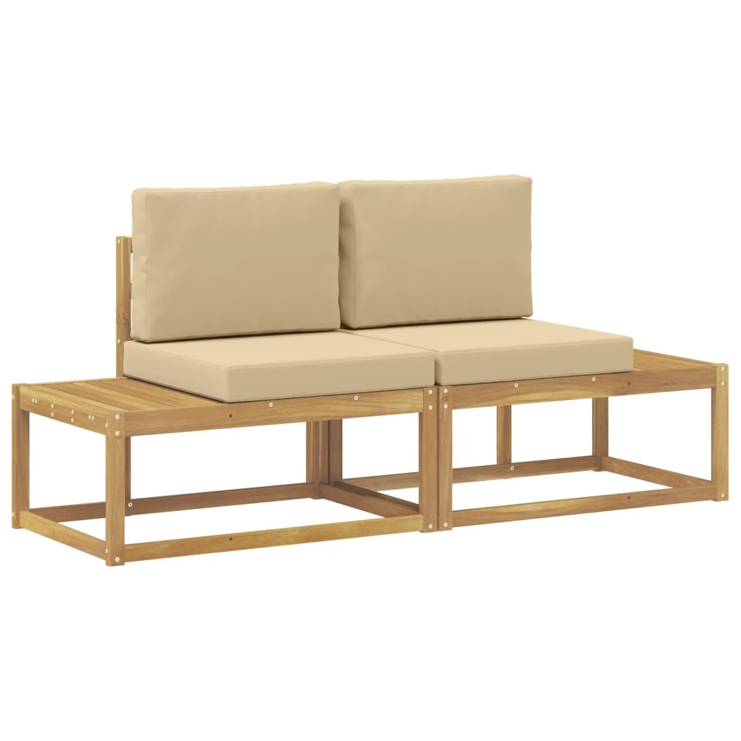 vidaXL Outdoor End Sofa mit Kissen 2 Stück Weiß Massivholz Akazie 901486