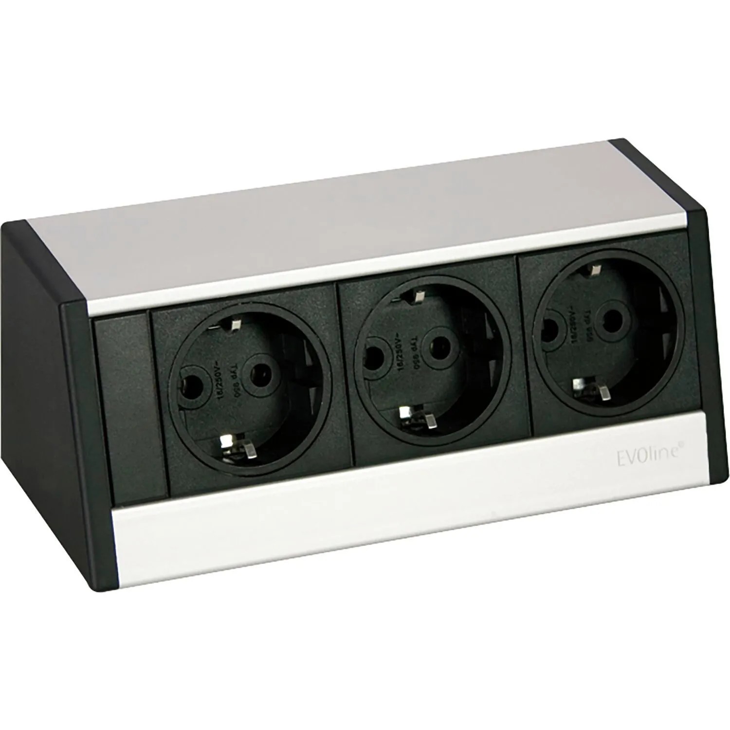 Evoline R-Dock Steckdosenelement R-Dock 3-Fach Schuko 3.600 W Alufarbig Schwarz