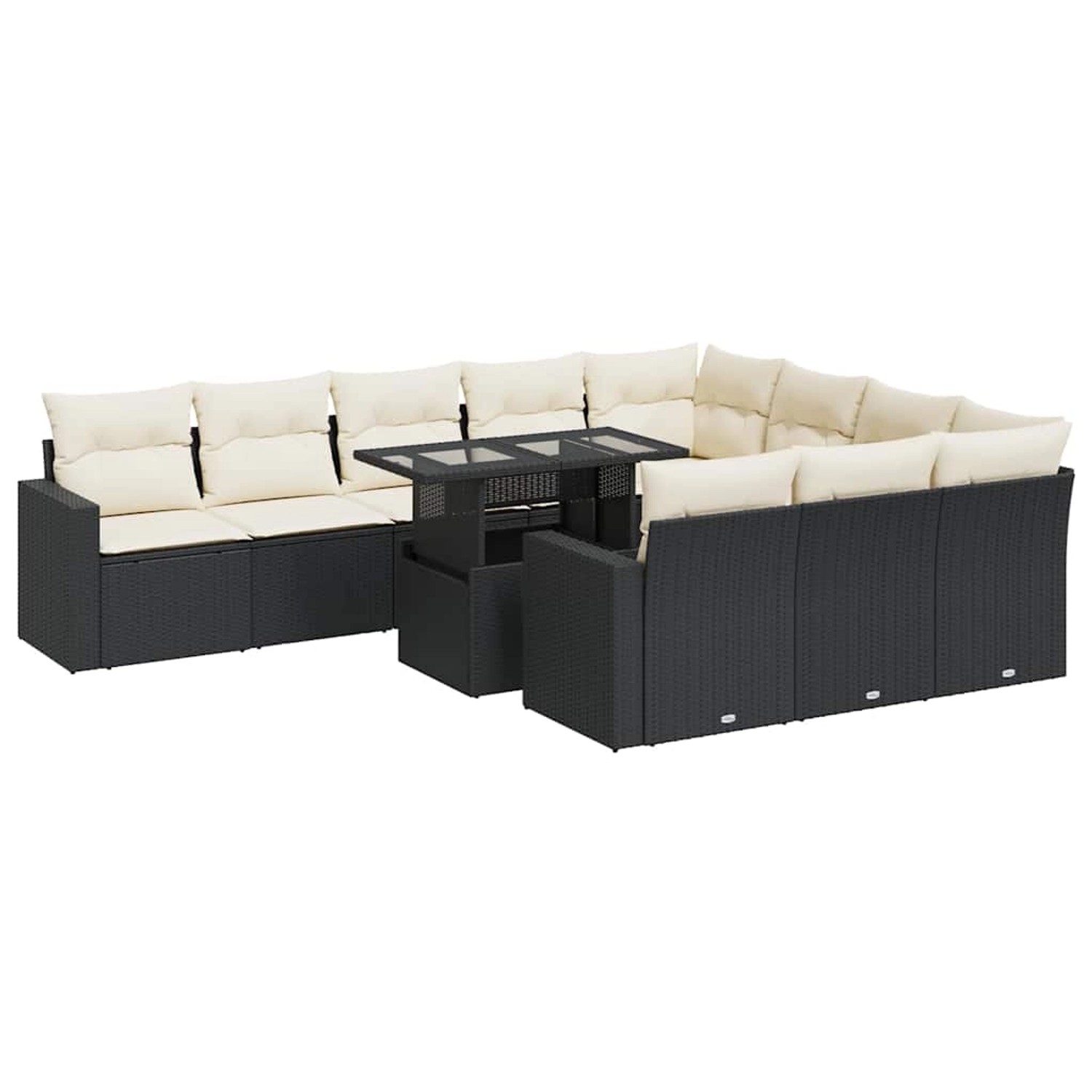vidaXL 11-Tlg Garten-Sofagarnitur mit Kissen Schwarz Poly Rattan 3326387 günstig online kaufen