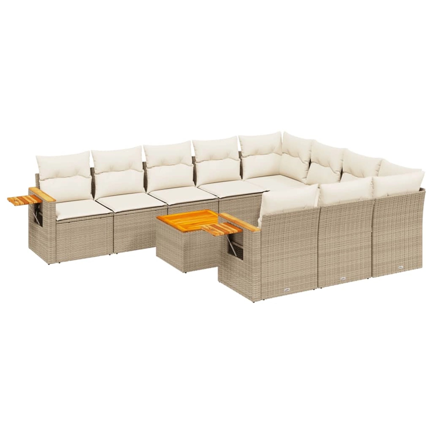 vidaXL 11-Tlg Garten-Sofagarnitur mit Kissen Beige Poly Rattan 3227185 günstig online kaufen