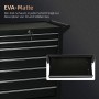 Detailansicht der EVA-Matte in einer Schublade der schwarzen DURHAND Werkzeugkiste. Schützt Werkzeuge vor Öl & Stößen.