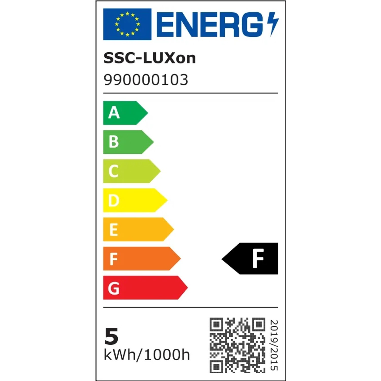 Energielabel für SSC-LUXon LED Einbauspot BEDA, Energieeffizienzklasse F.