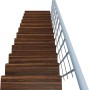 Minka Mittelholmtreppe Comfort Top, Walnussfarbene Holzstufen, weißes Geländer. Raumspartreppe für Innen.