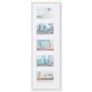Weißer walther design Galerie Bilderrahmen für 5 Fotos (10x15 cm), Kunststoffrahmen für Dekoartikel.