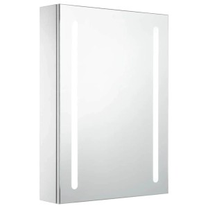 vidaXL LED-Spiegelschrank, 50x13x70 cm, weiß/silber, mit zwei LED-Leuchten.