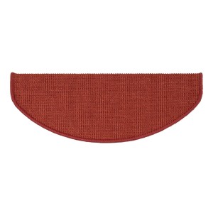 Halbrunde, rote Karat Stufenmatte aus Sisal, selbstklebend, 23,5x65 cm. Naturprodukt für sicheren Tritt auf Treppen.