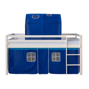 Homestyle4u Hochbett 90x200 Vorhang Blau 1560