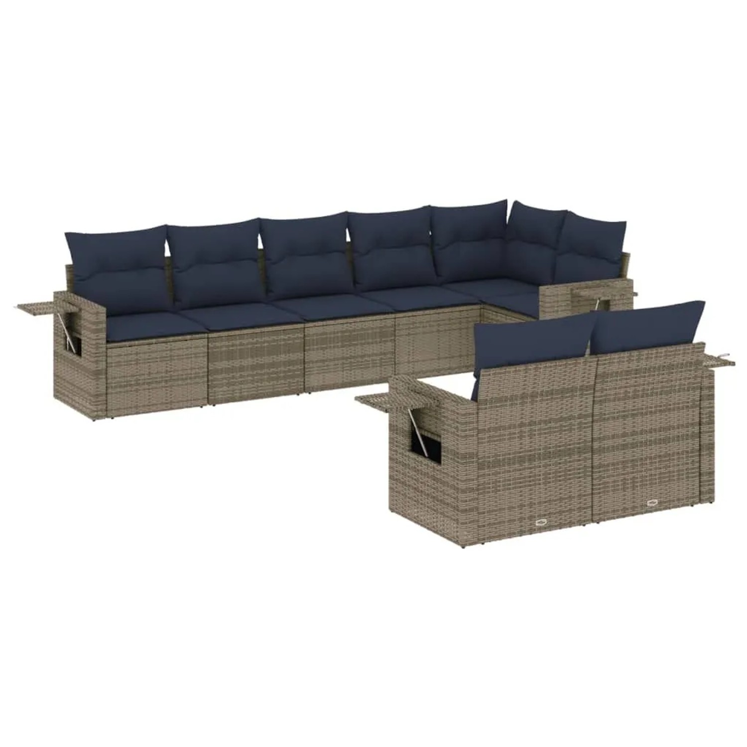 vidaXL 8-Tlg Gartensofa-Set mit Kissen Grau Polyrattan 3220420 günstig online kaufen