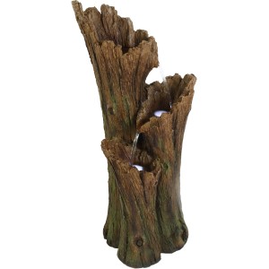 Silex Kunststeinbrunnen Eiche, 100cm hoch, mit LED-Beleuchtung und Pumpe für den Garten.