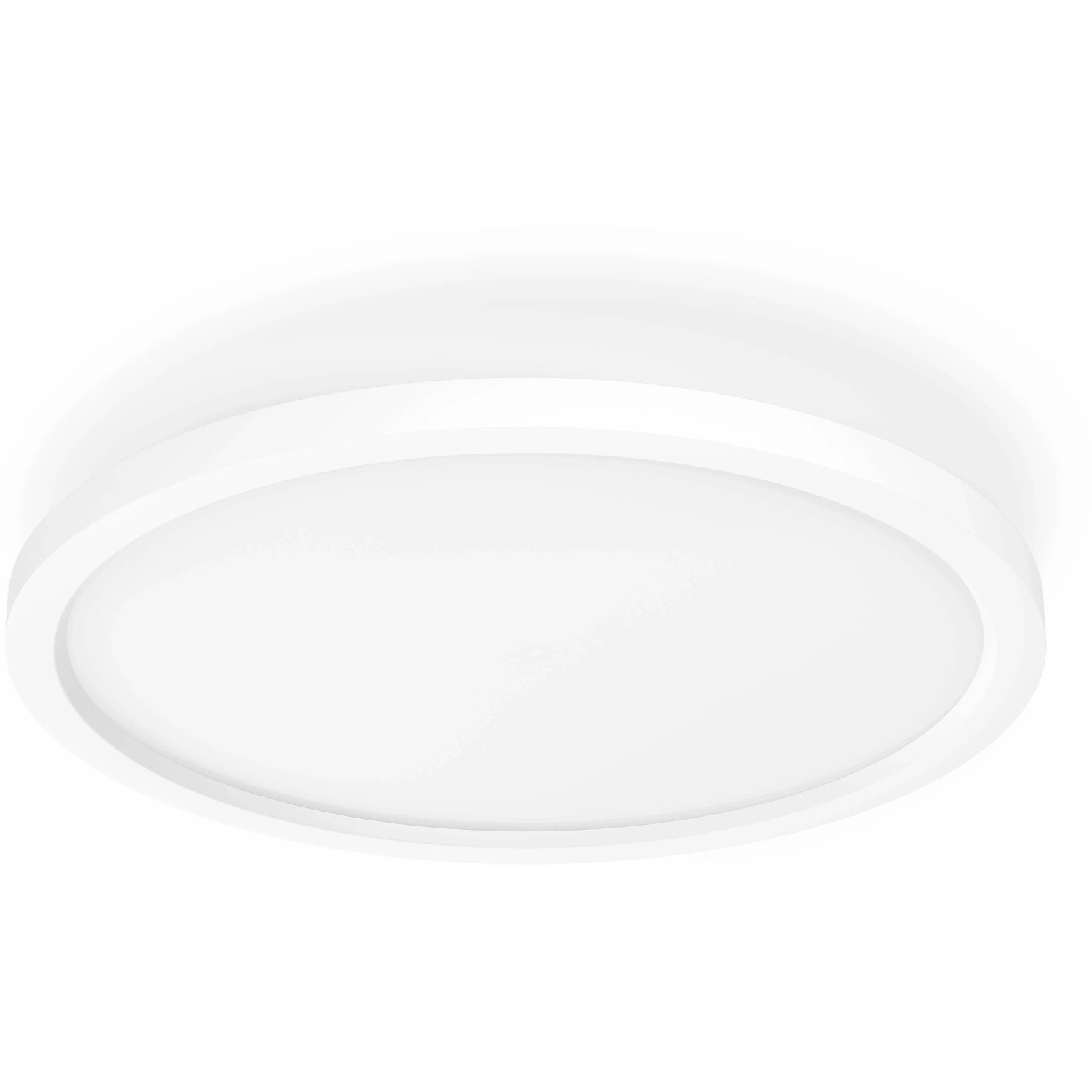 Weiße, runde Philips Hue Aurelle Panelleuchte für Deckenmontage.