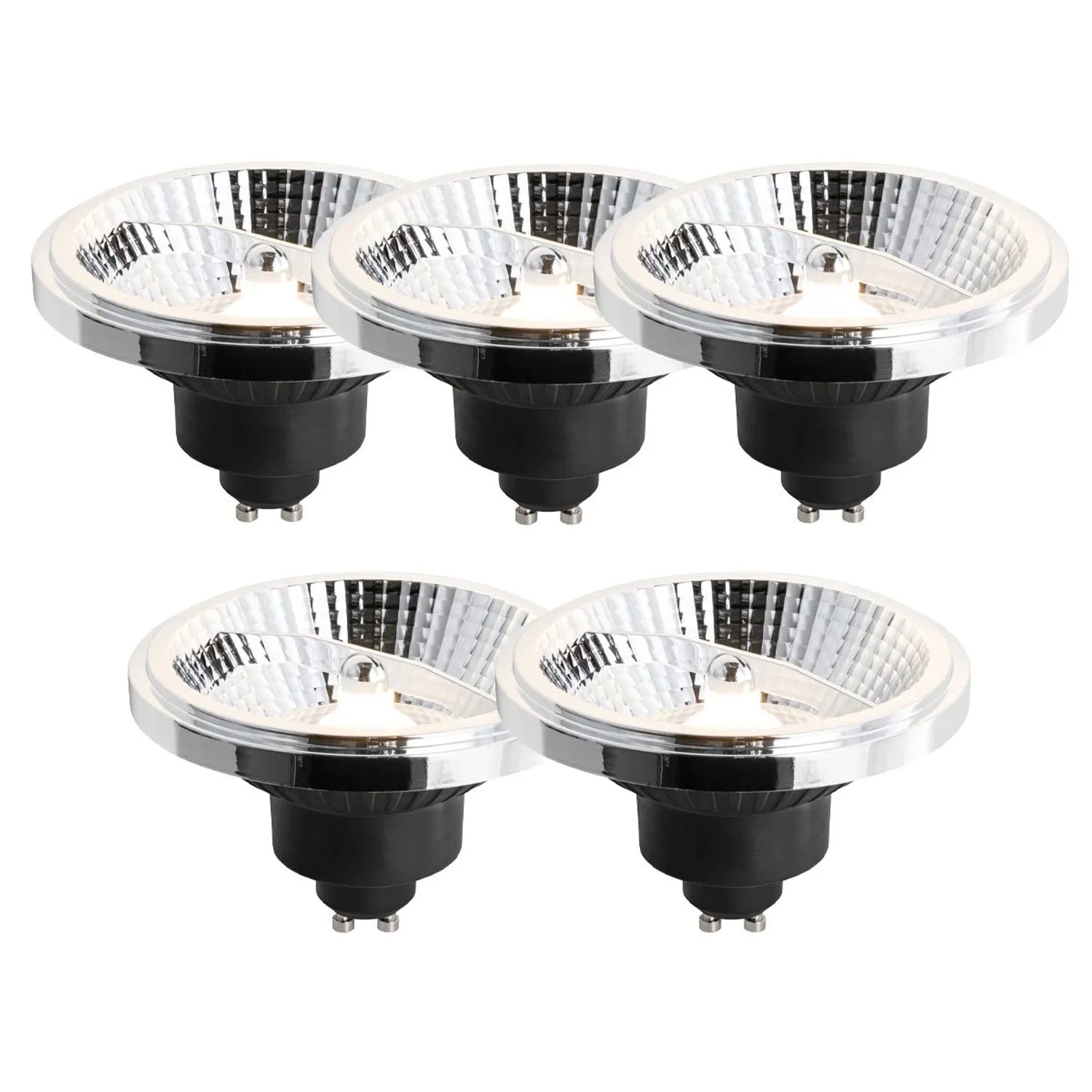 LUEDD 5er Set Dimmbare GU10 LED Leuchtmittel 111mm 10 5W 770,m 2700K