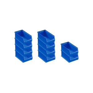 PROREGAL SparSet: 10 blaue Sichtlagerboxen, 7,5x10x17,5cm, 0,8 Liter, für Aufbewahrungssysteme.