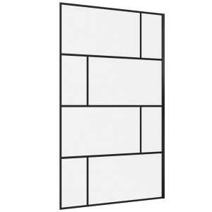 Aurlane Walk-In Duschwand Bricks, 120x195cm, mit schwarzem Rahmen und Glas im Siebdruck-Design.
