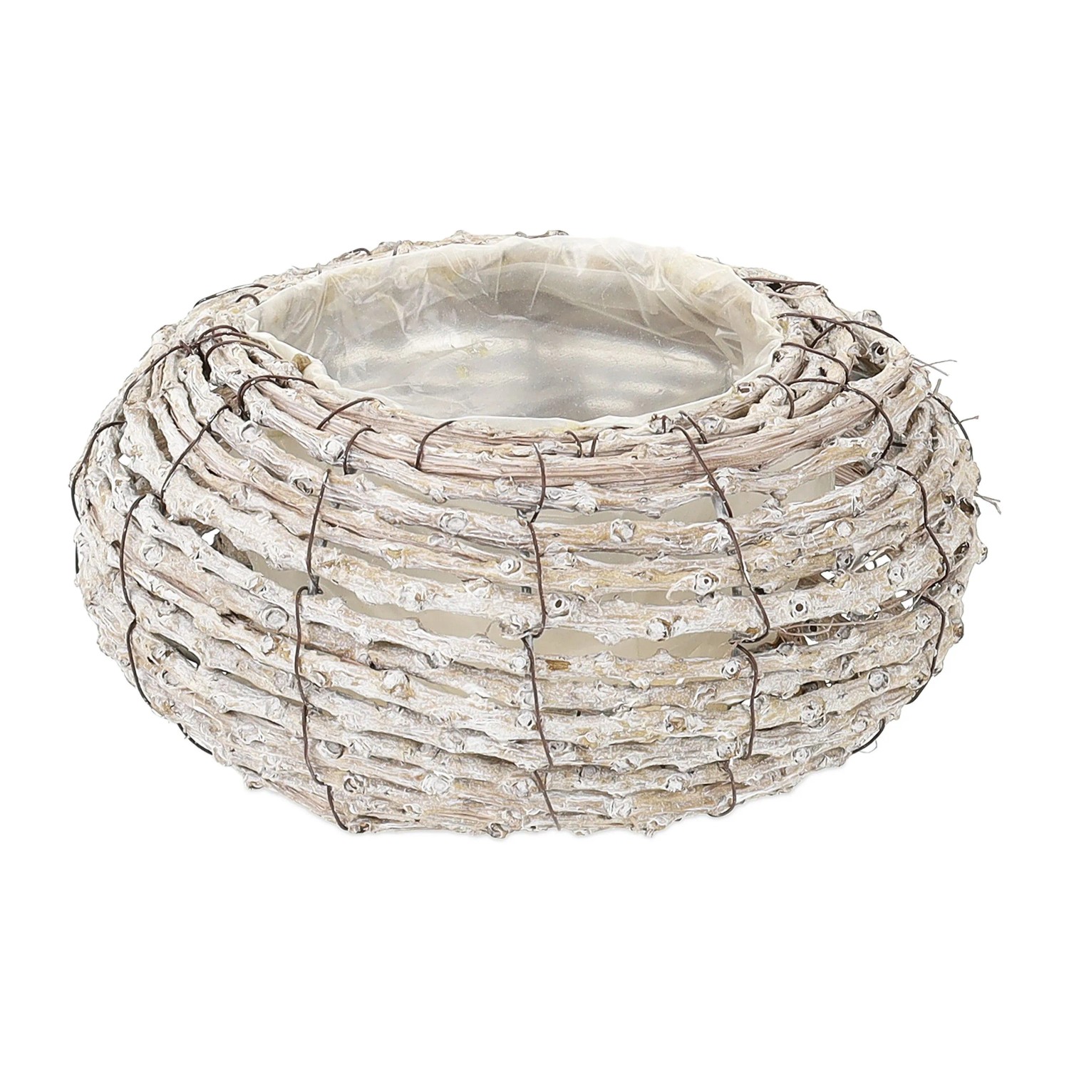 Relaxdays Blumentopf 2er Set Rattan Weiß Direkt Bepflanzbar 10 cm x 20 cm 200 g